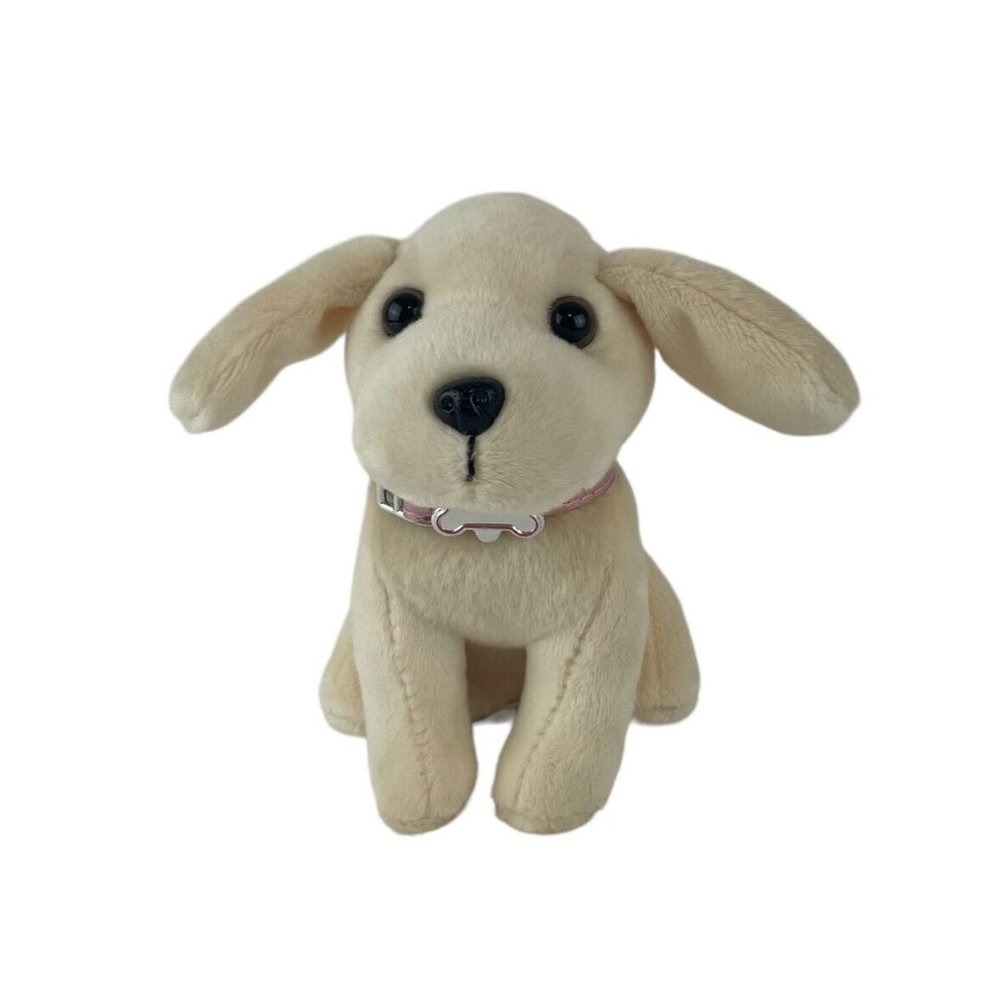 Battat Our‎ Generation Puppy Dog 7” Plush Cream Color Sitting w/Pink Bone Collar